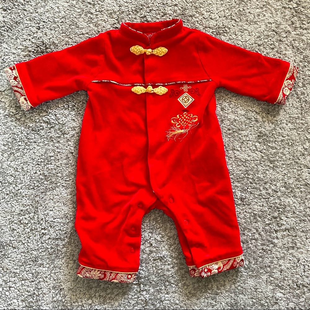 Lunar New Year Traditional Asian baby red one-piece